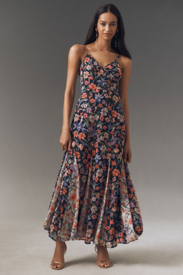 Hutch Belinna Sleeveless V-neck Godet A-line Maxi Dress In Multi