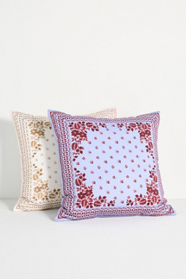 Anthropologie Bandana Cotton Canvas Printed Floral Pillow In Multi