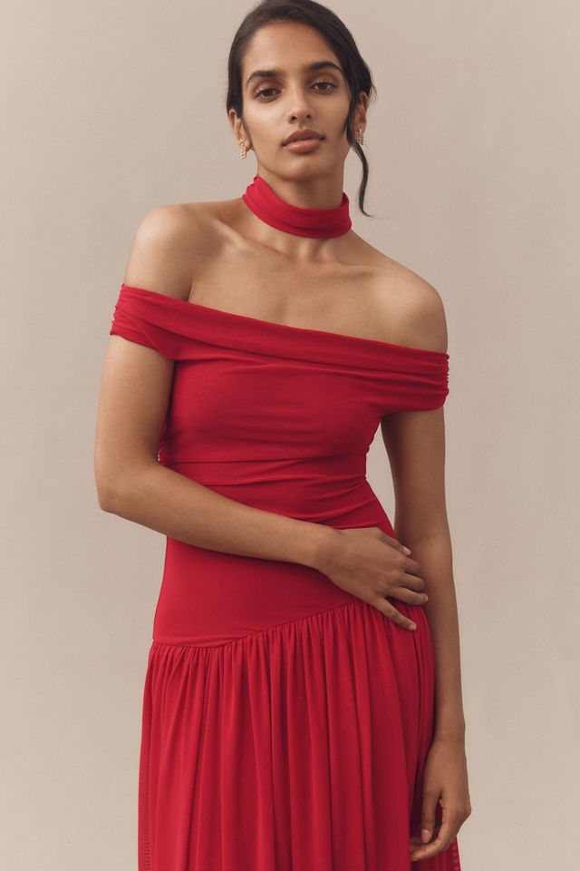 BEC + BRIDGE Deija Off-Shoulder Drop-Waist Maxi Dress #1