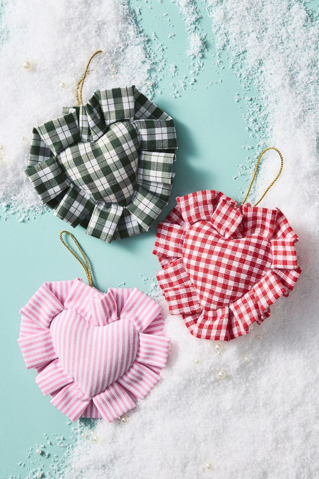 Gingham Heart Pillow Ornament #2