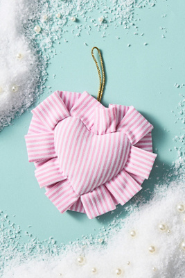 Anthropologie Gingham Heart Pillow Ornament In Multi