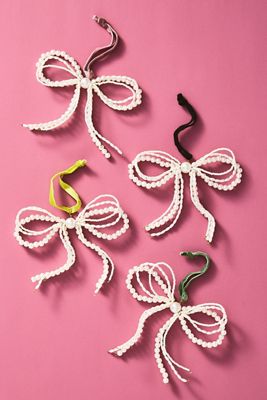 Pearled Bow Ornaments, Set of 4