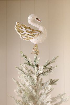 Embroidered Swan Tree Topper | AnthroHome
