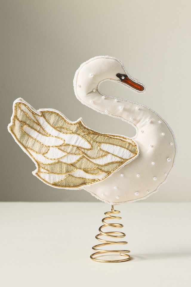 Embroidered Swan Tree Topper #1