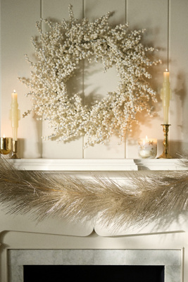Anthropologie Glitter Pine Garland In White