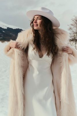 LoveShackFancy Valia Long Faux-Fur Coat