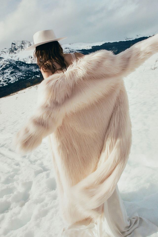 LoveShackFancy Valia Long Faux-Fur Coat #1