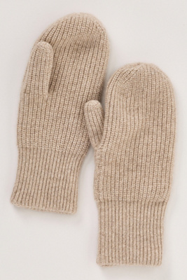 White & Warren Cashmere Ribbed Mittens In Neutral