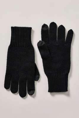 White & Warren Touchscreen Cashmere Gloves In Black