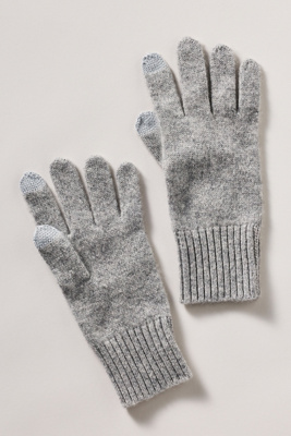 White & Warren Touchscreen Cashmere Gloves In Gray