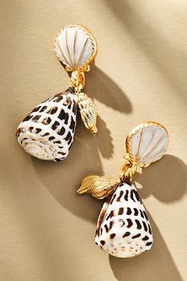 By Anthropologie Speckled Shell Drop Earrings