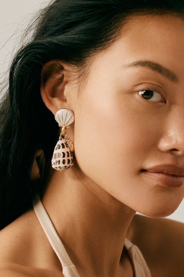 Speckled Shell Drop Earrings #1