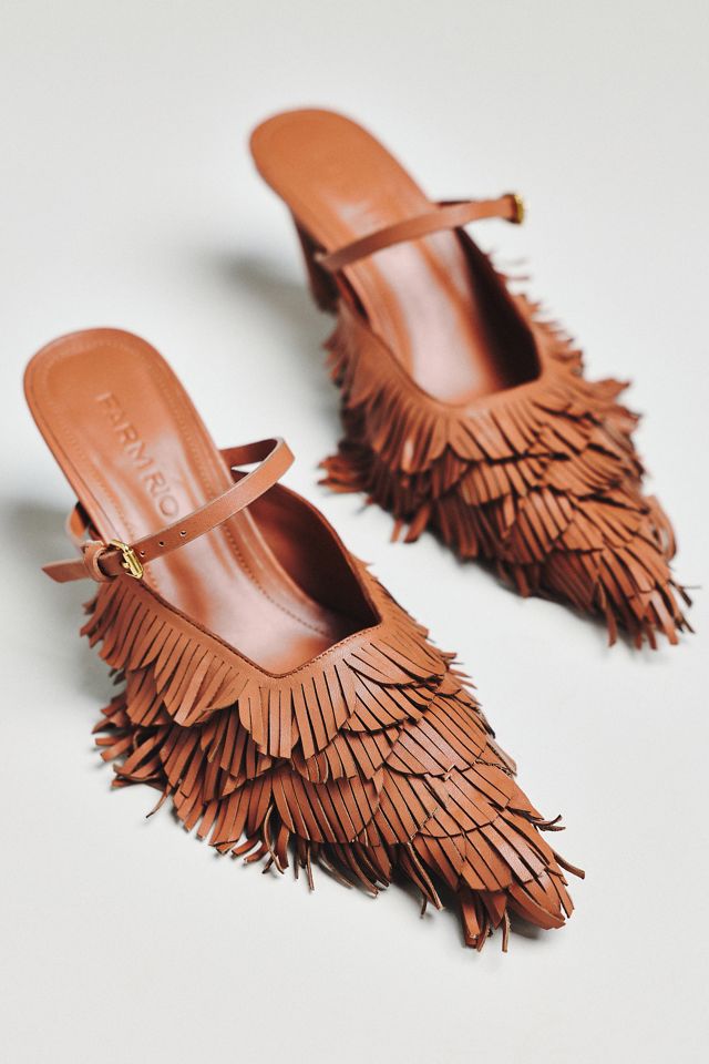 Farm Rio Fringe Mule Kitten Heels #1