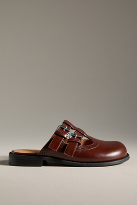 Intentionally Blank Varsity Brogue Mules In Brown