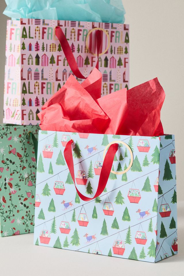 Large Festive Gift Bags, Set of 3