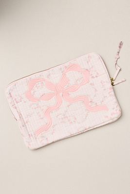 Loveshackfancy Quilted Bow Laptop Case In Pink
