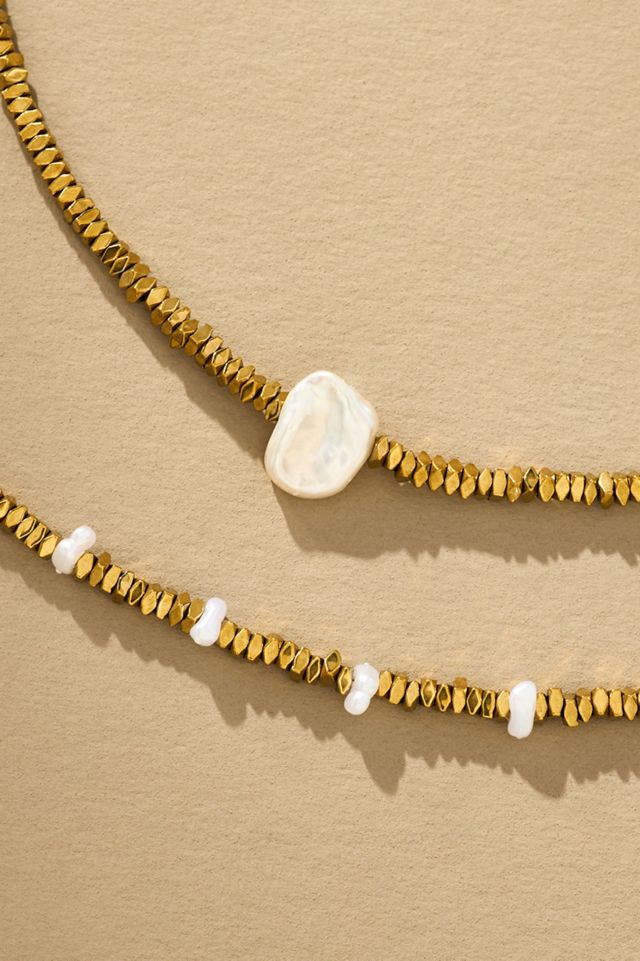 Beaded Pearl Necklaces, Set of 2 #1
