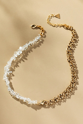 By Anthropologie Half Rock Crystal Chain Necklace
