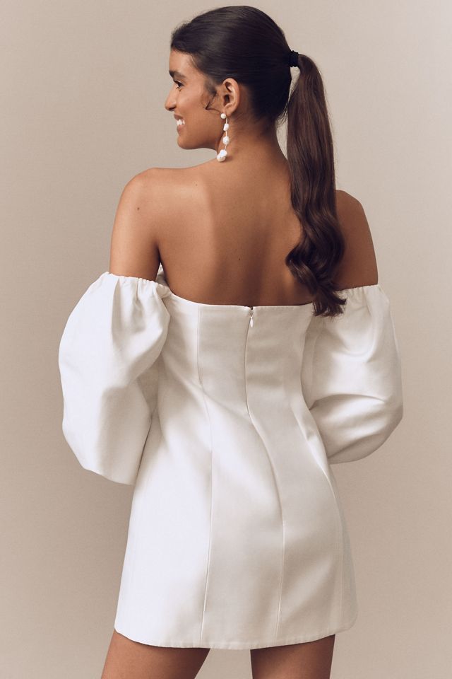 Shona Joy Calcite Tailored Off-The-Shoulder Balloon-Sleeve Mini Dress #3
