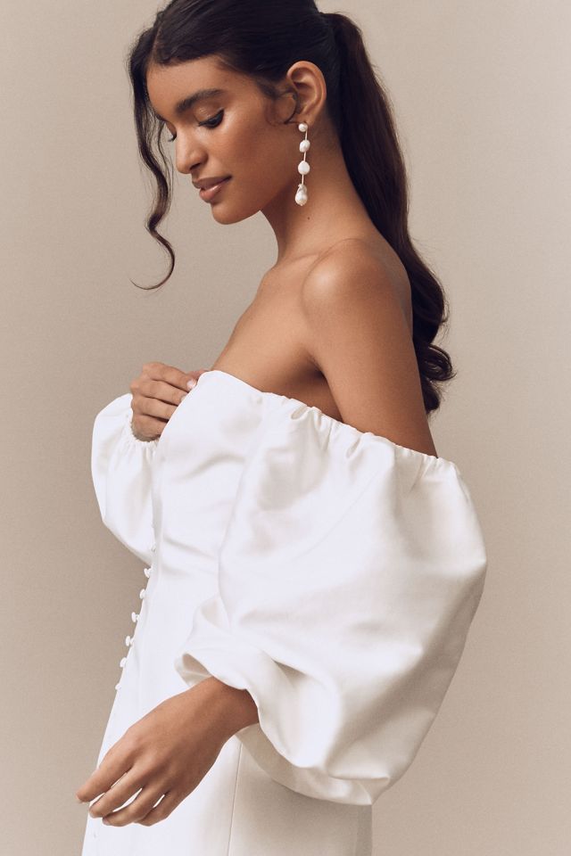 Shona Joy Calcite Tailored Off-The-Shoulder Balloon-Sleeve Mini Dress #5