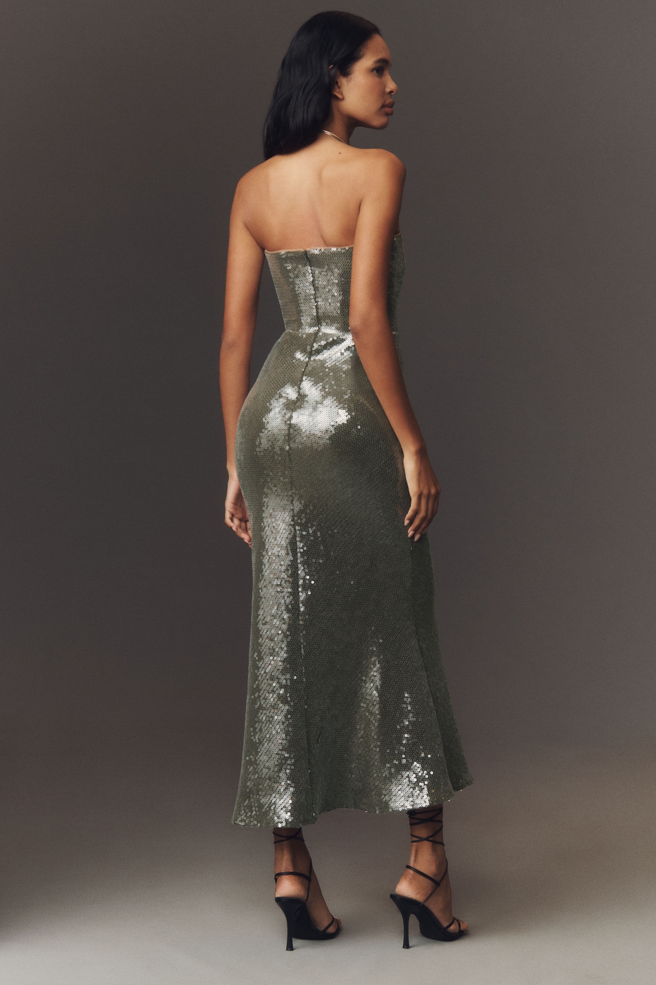 SAU LEE Ciara Strapless Sequin Mermaid Midi Dress