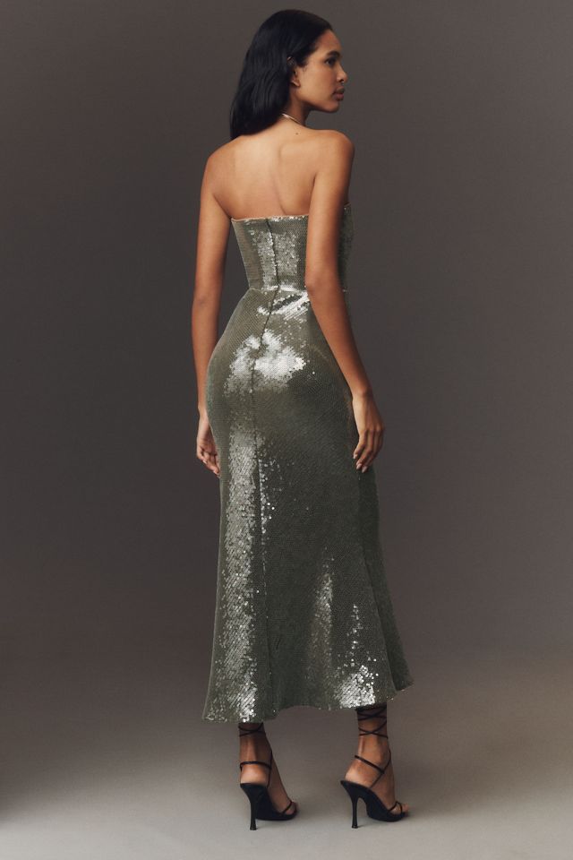 SAU LEE Ciara Strapless Sequin Mermaid Midi Dress #3