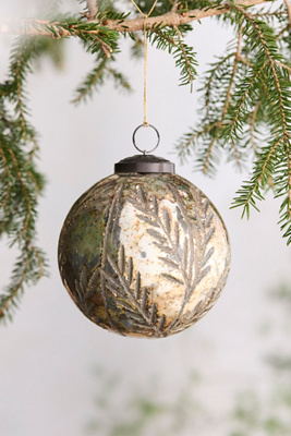 Terrain Aged Silver Fir Glass Globe Ornament In Multi