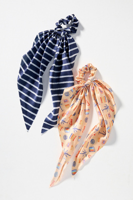 Frasier Sterling Hair Scarf Scrunchies, Set Of 2 In Multi