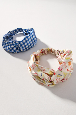 Frasier Sterling Ciao Bella Printed Satin Twist Headbands, Set Of 2