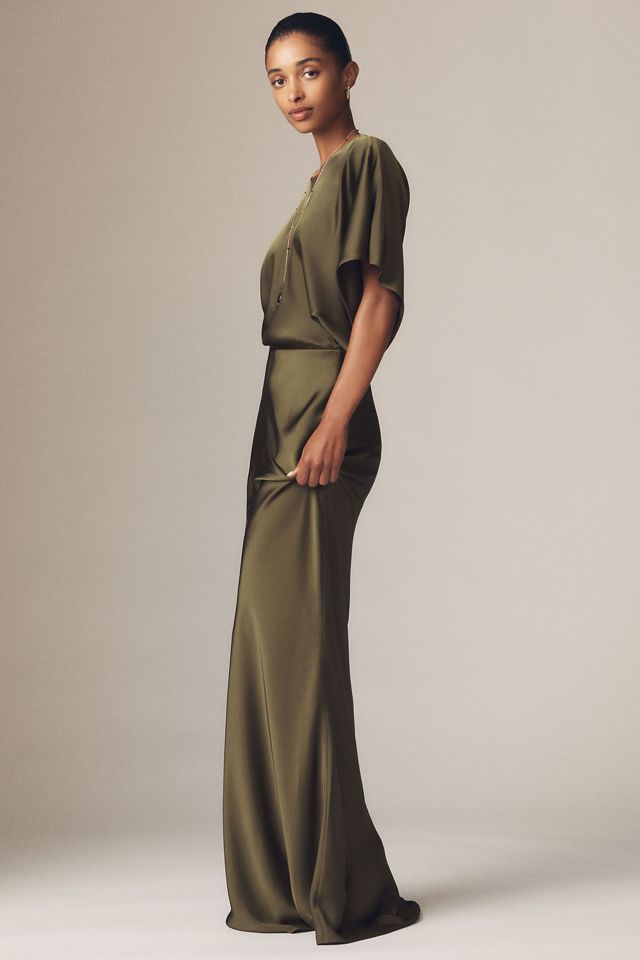 Norma Kamali Reverse Obie Satin Maxi Dress #3