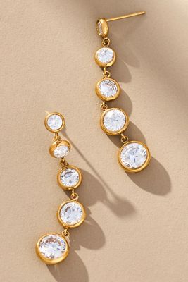 Circle Faceted Crystal Dangle Earrings