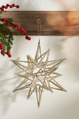 Terrain Giant Silver Beaded Star Ornament