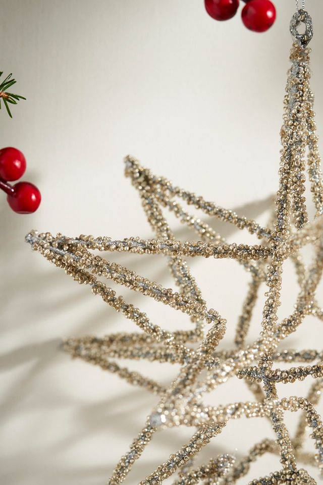 Giant Silver Beaded Star Ornament #1
