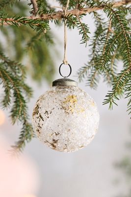 Golden Flakes Glass Globe Ornament