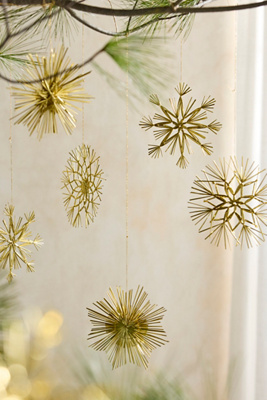 Terrain Golden Snowflake Ornaments, Set Of 18