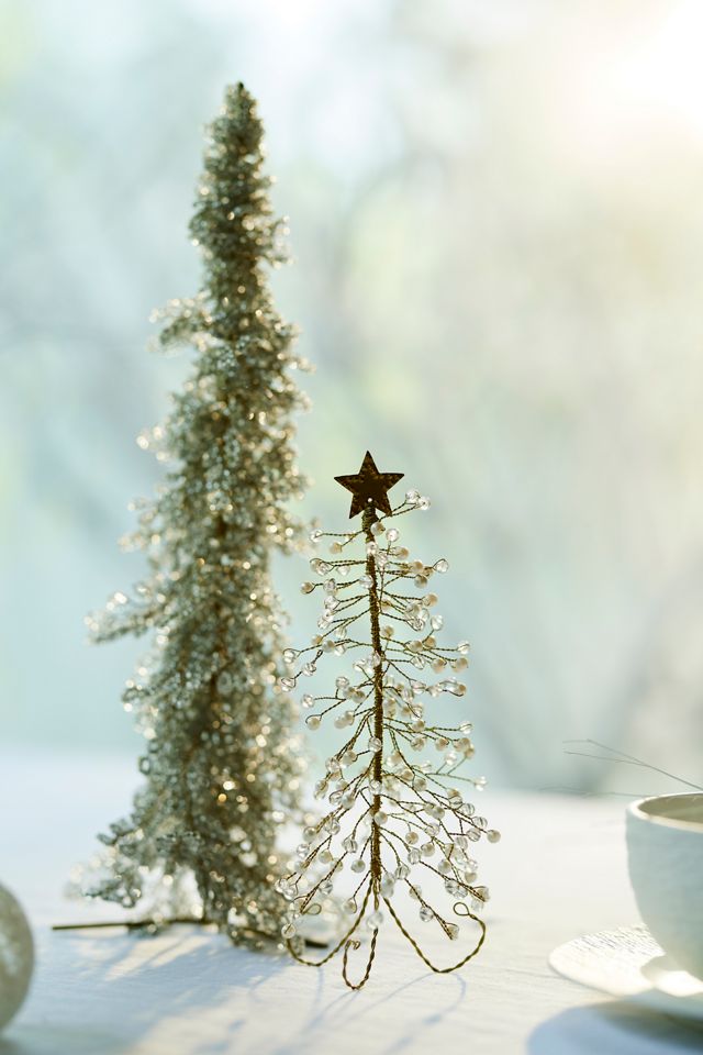 Silver Beaded Tree, 15” #2