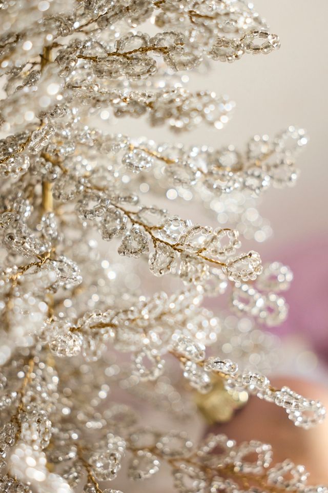 Silver Beaded Tree, 15” #1