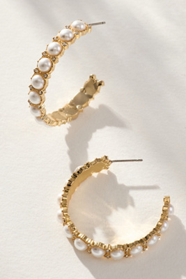 Baublebar Eloise Faux Pearl Hoop Earrings In Gold