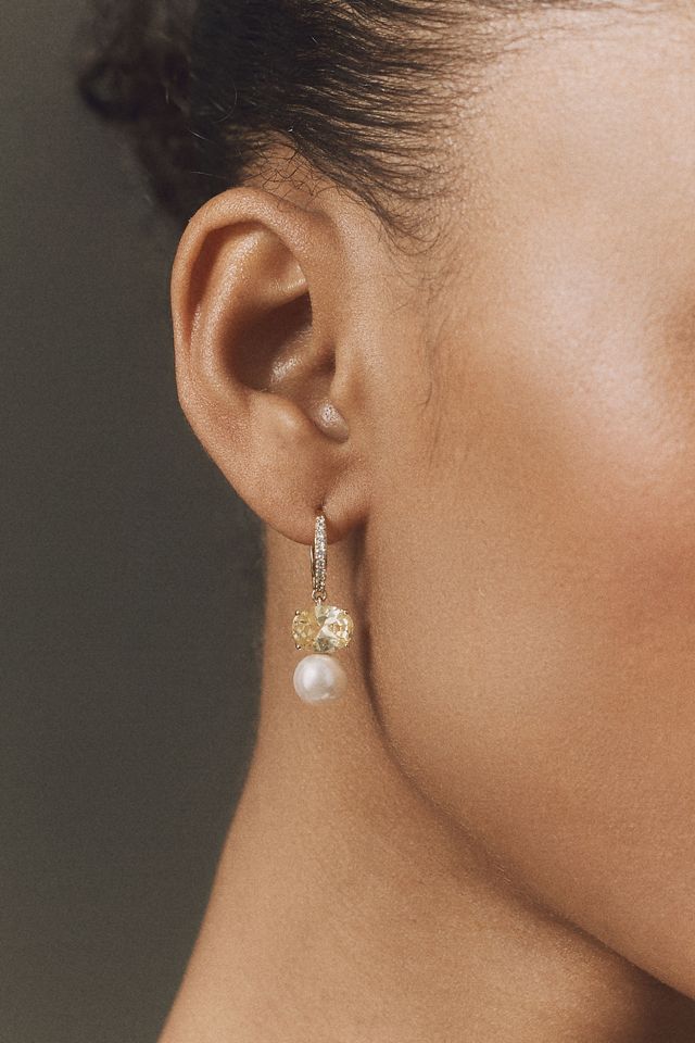 NADRI Crystal Pearl Drop Earrings #2