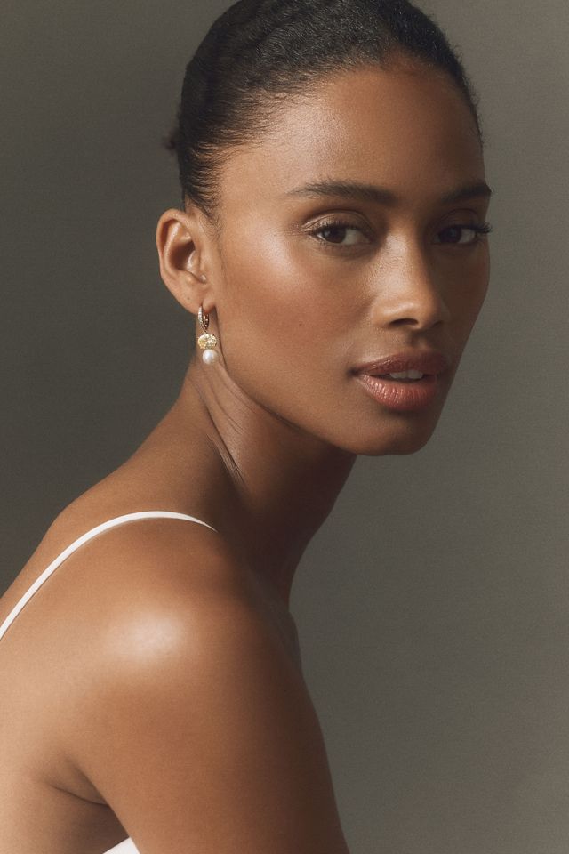 NADRI Crystal Pearl Drop Earrings #1