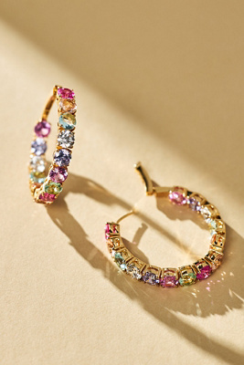 Nadri Candy Cubic Zirconia Inside Out Hoop Earrings In Multi