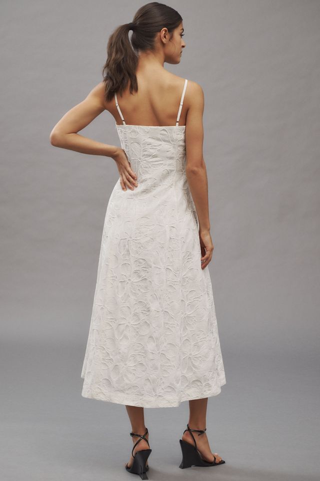 Anthropologie ★ Endless Rose Floral Embroidered Midi Dress Anthropologie Endless Rose white embroidered floral vneck