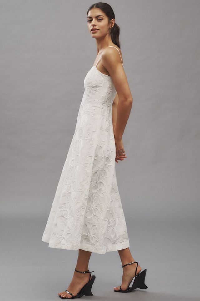 Endless Rose Sleeveless Floral Embroidered Lace A-Line Midi Dress