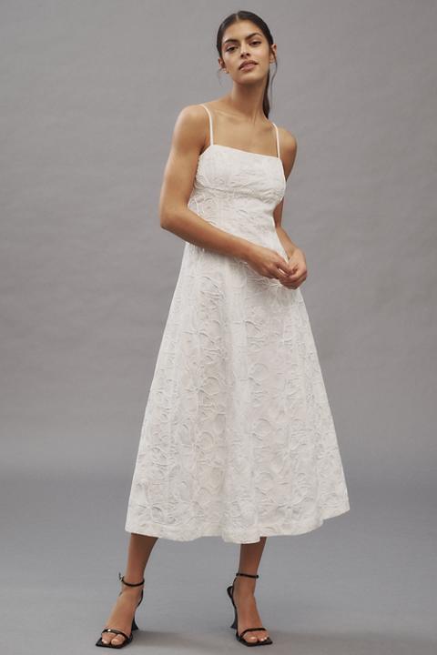 Endless Rose Sleeveless Floral Embroidered Lace A-Line Midi Dress