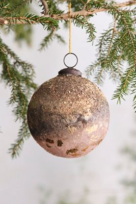 Aged Glitter Ombre Glass Globe Ornament