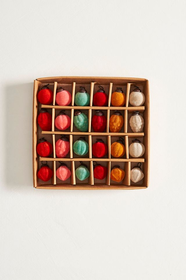 Flocked Bauble Miniature Ornaments, Set of 20 #1