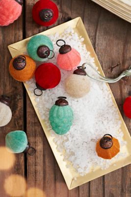 Flocked Bauble Miniature Ornaments, Set of 20