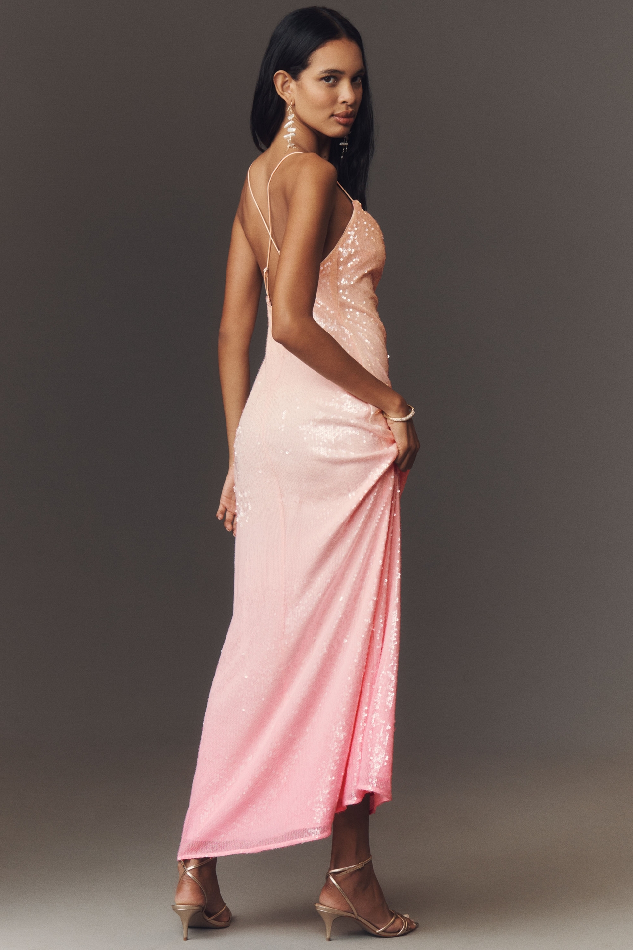 BHLDN Sleeveless Scoop-Neck Sequin Ombre Maxi Dress
