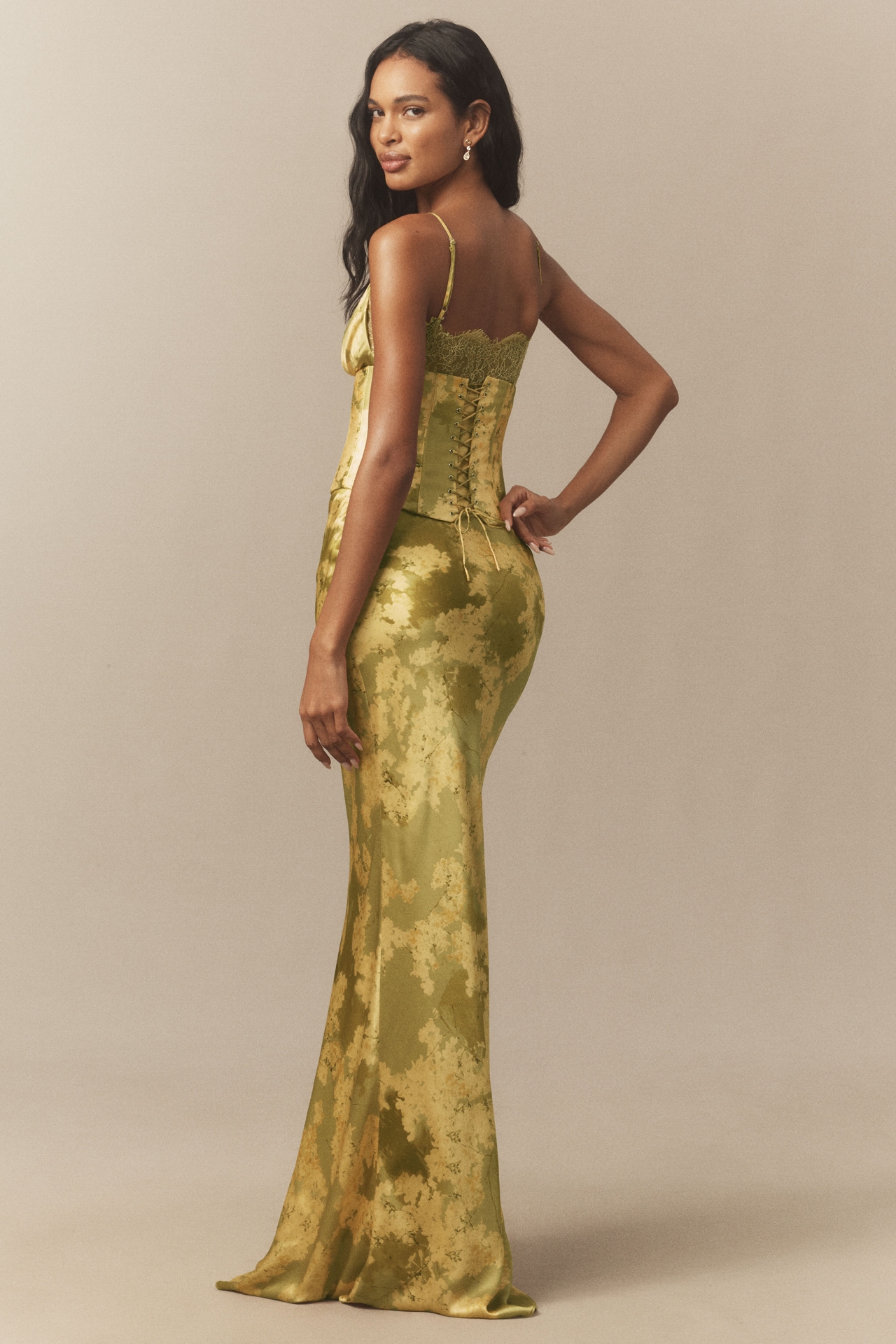 De La Vali Cleodora Silk Corset Maxi Gown
