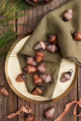 Miniature Glass Acorn Ornaments, Set of 36